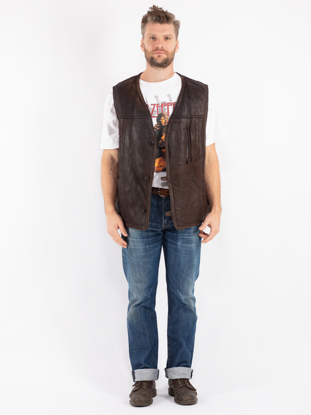 Vintage 70's Men Sheepskin Vest in Brown