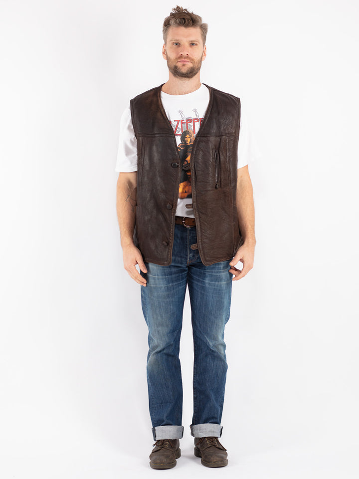 Vintage 70's Men Sheepskin Vest in Brown