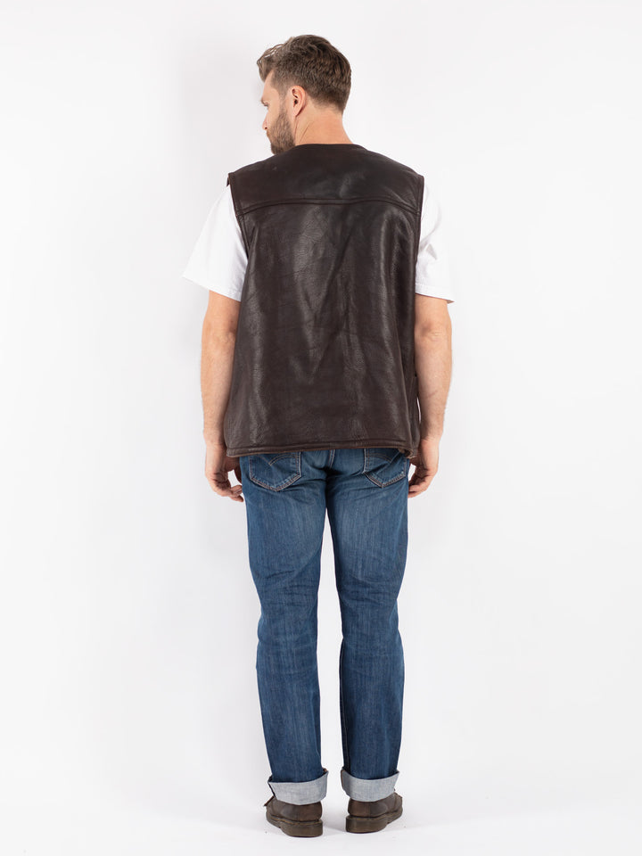Vintage 70's Men Sheepskin Vest in Brown