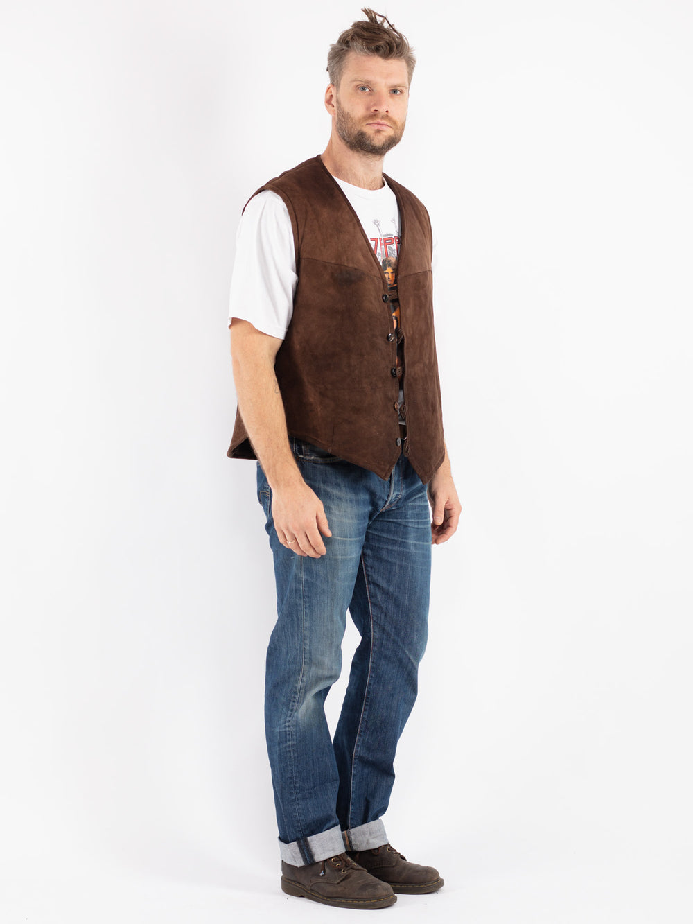 Vintage 70's Men Sheepskin Vest in Brown