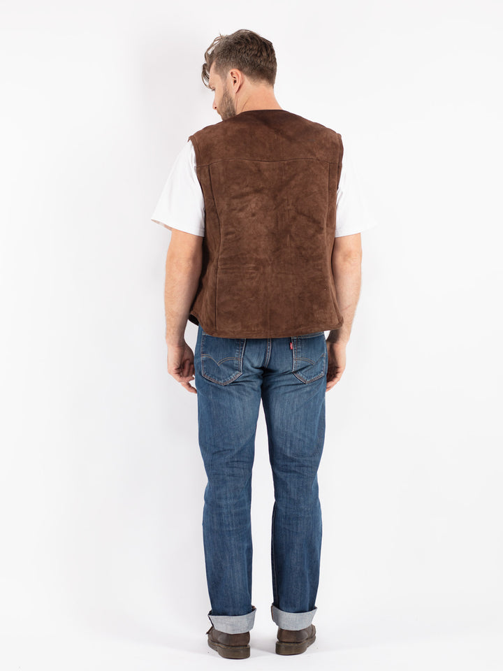Vintage 70's Men Sheepskin Vest in Brown