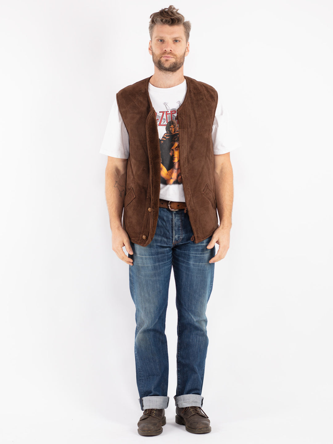 Vintage 70's Men Sheepskin Vest in