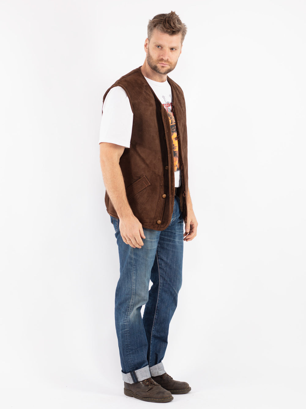 Vintage 70's Men Sheepskin Vest in