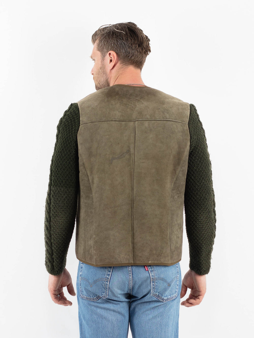 Vintage 70's Men Sheepskin Vest in GreenZ1788