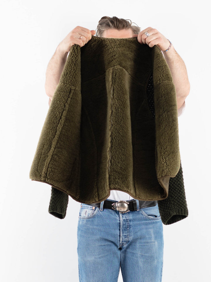 Vintage 70's Men Sheepskin Vest in GreenZ1788