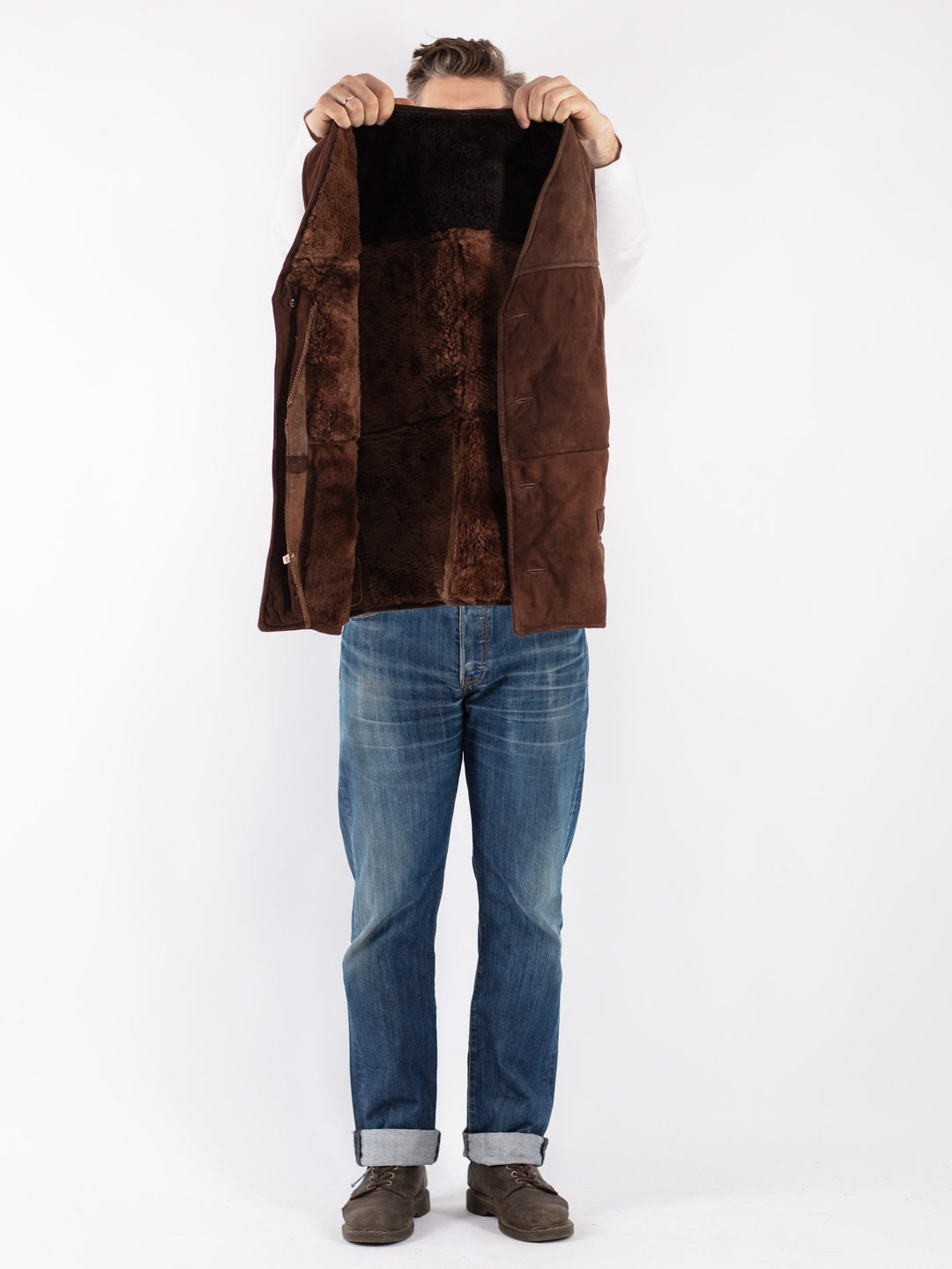 Vintage 70's Men Sheepskin Vest in Brown