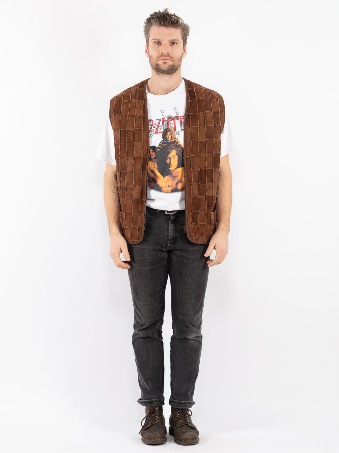 Vintage 70's Men Sheepskin Vest in Brown