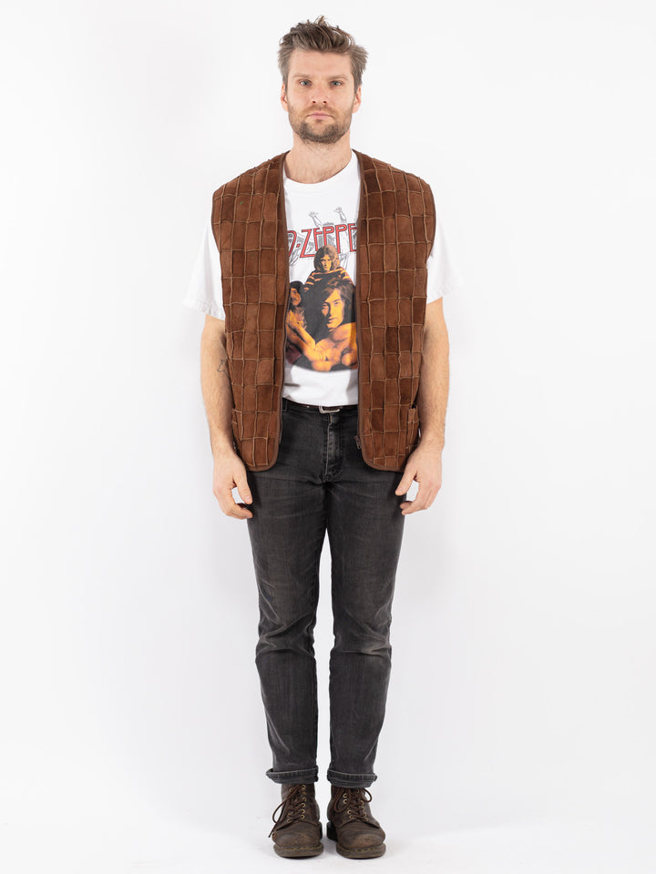 Vintage 70's Men Sheepskin Vest in Brown