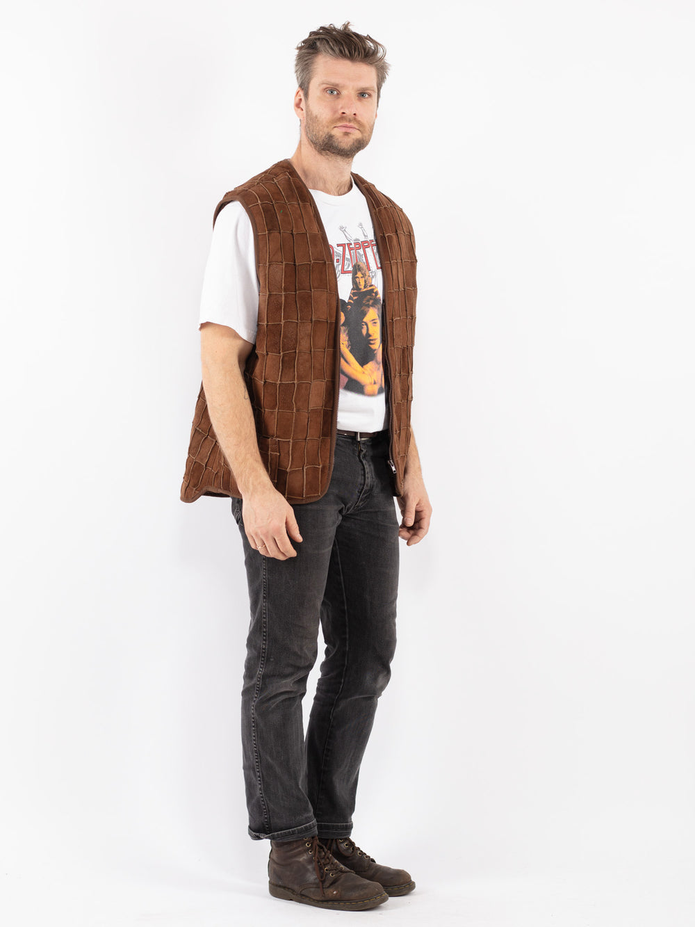 Vintage 70's Men Sheepskin Vest in Brown