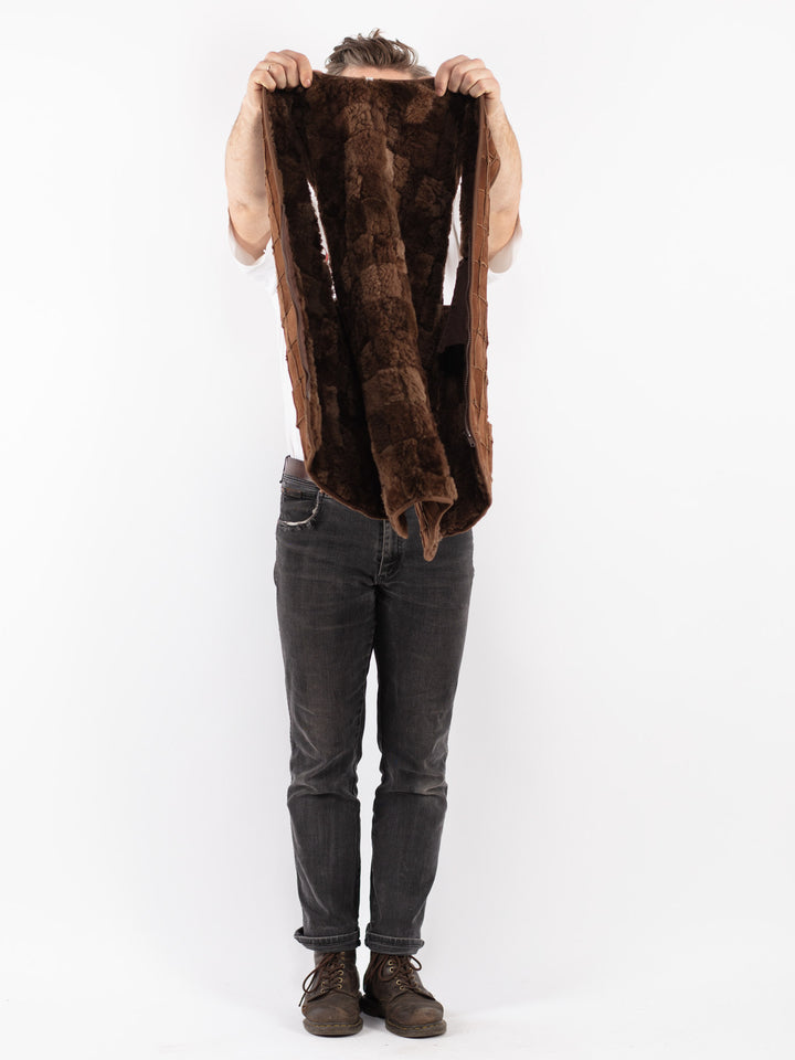 Vintage 70's Men Sheepskin Vest in Brown