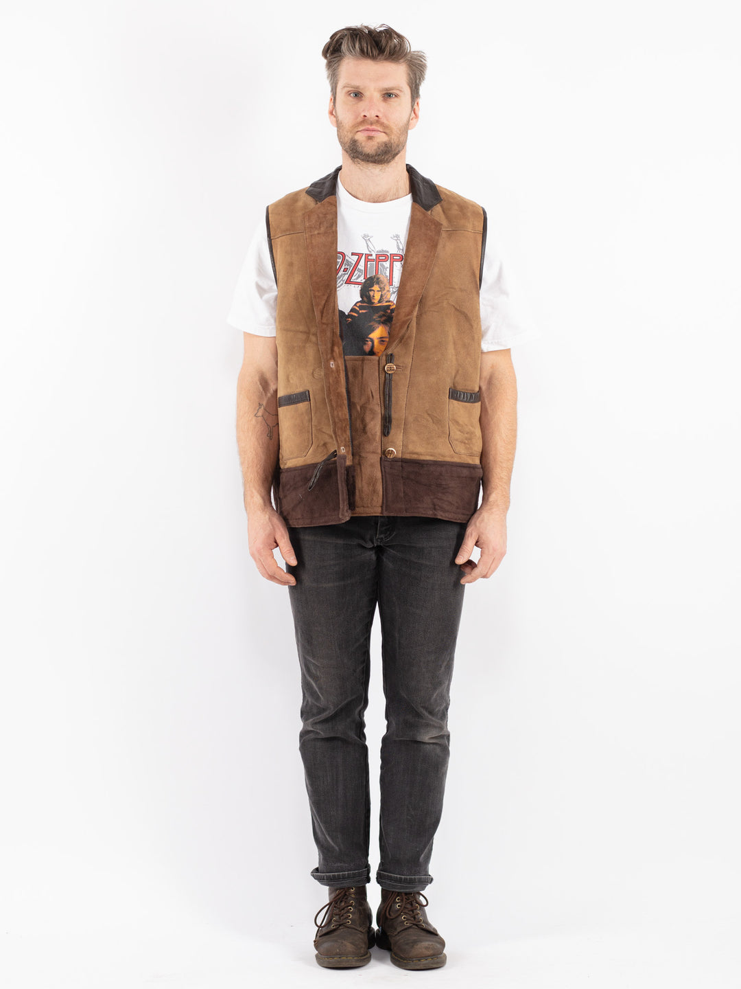 Vintage 70's Men Vest in Beige