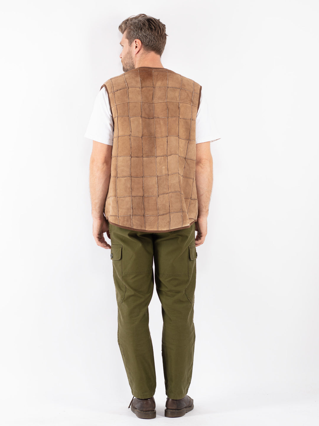 Vintage 70's Men Sheepskin Vest in Beige