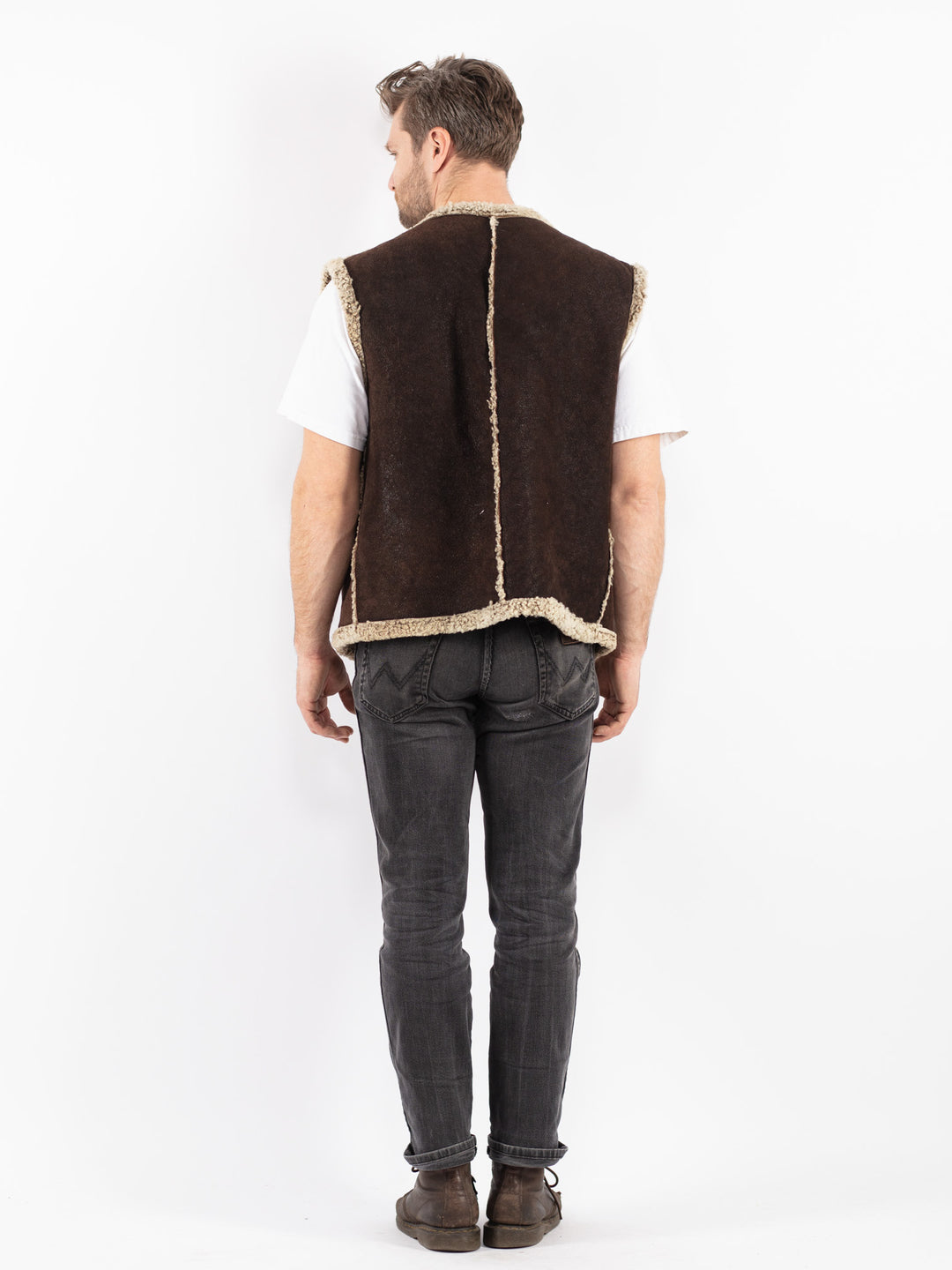 Vintage 70's Men Sheepskin Vest in Brown