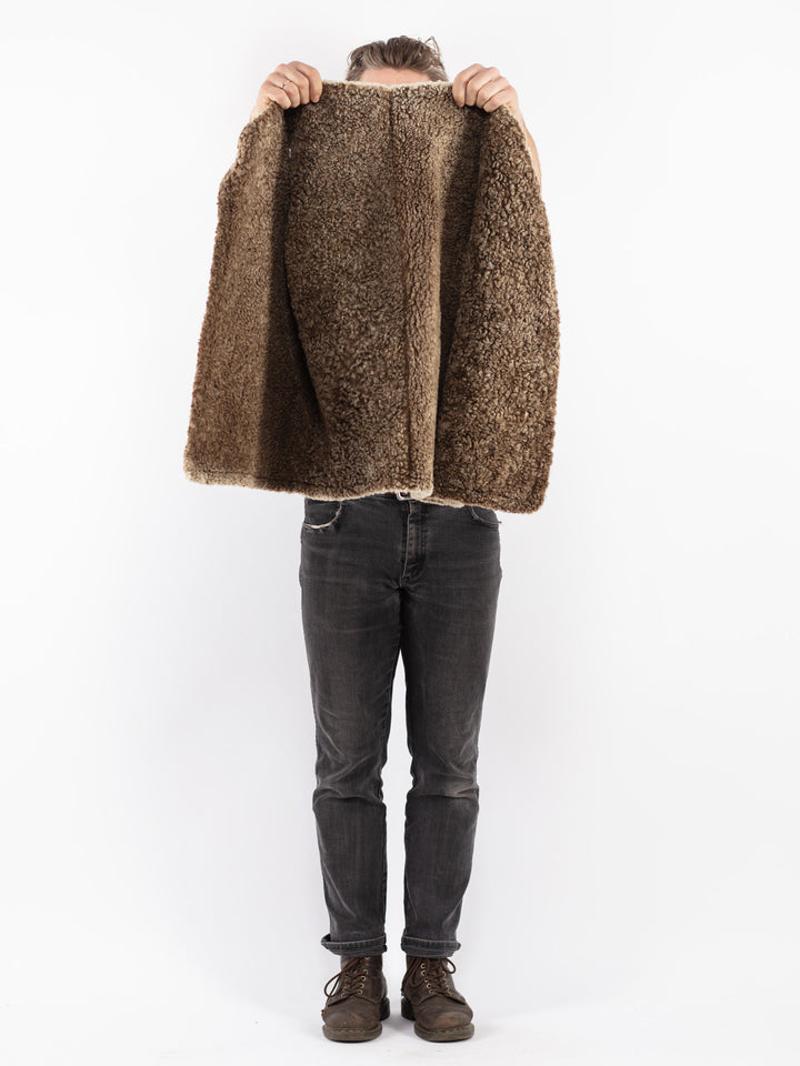 Vintage 70's Men Sheepskin Vest in Brown