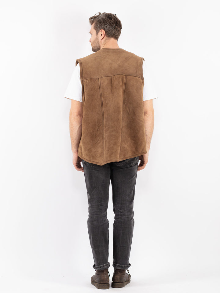 Vintage 70's Men Sheepskin Vest in Beige