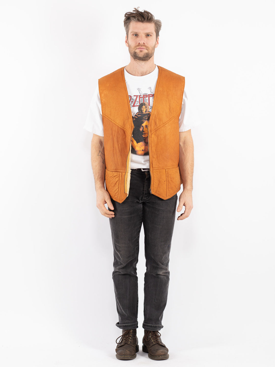 Vintage 70's Women Sheepskin Vest in Brown