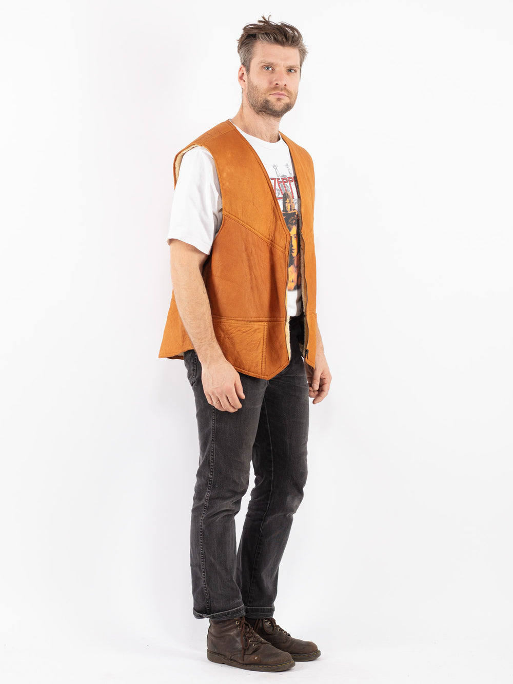 Vintage 70's Women Sheepskin Vest in Brown