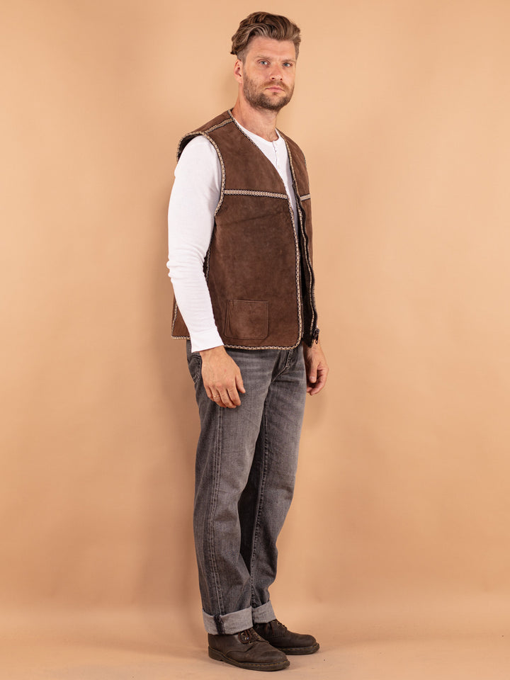 Vintage 70's Men Sheepskin Vest in Brown