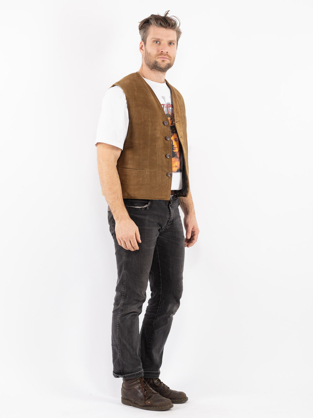 Vintage 70's Women Sheepskin Vest in Beige