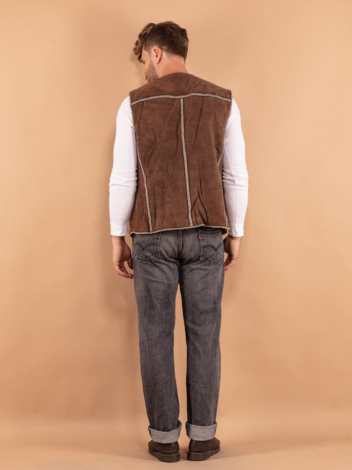 Vintage 70's Men Sheepskin Vest in Brown