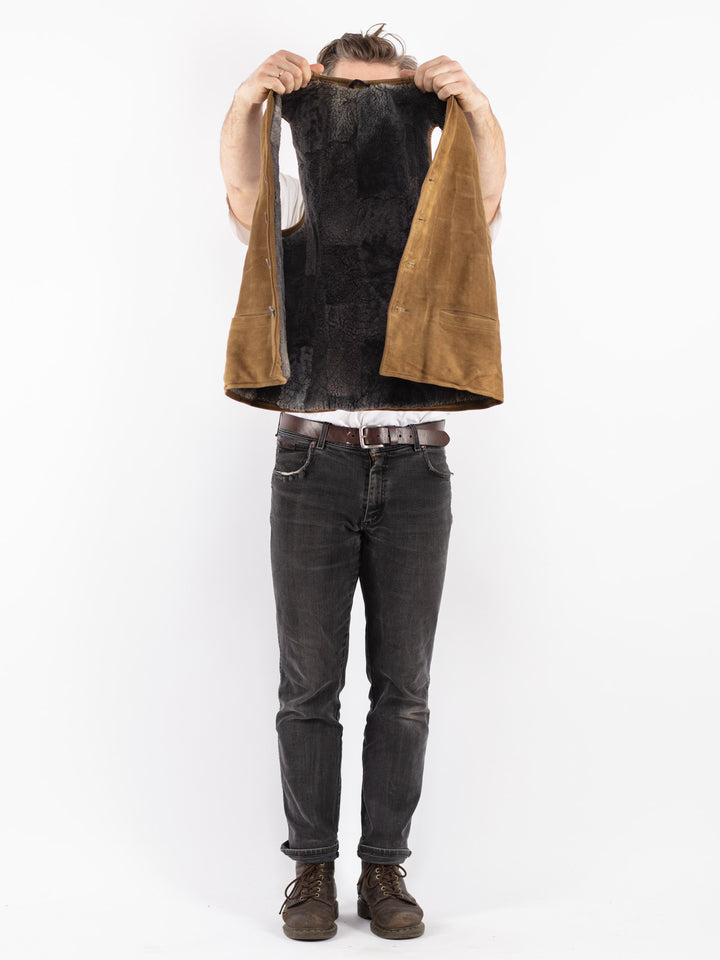 Vintage 70's Women Sheepskin Vest in Beige