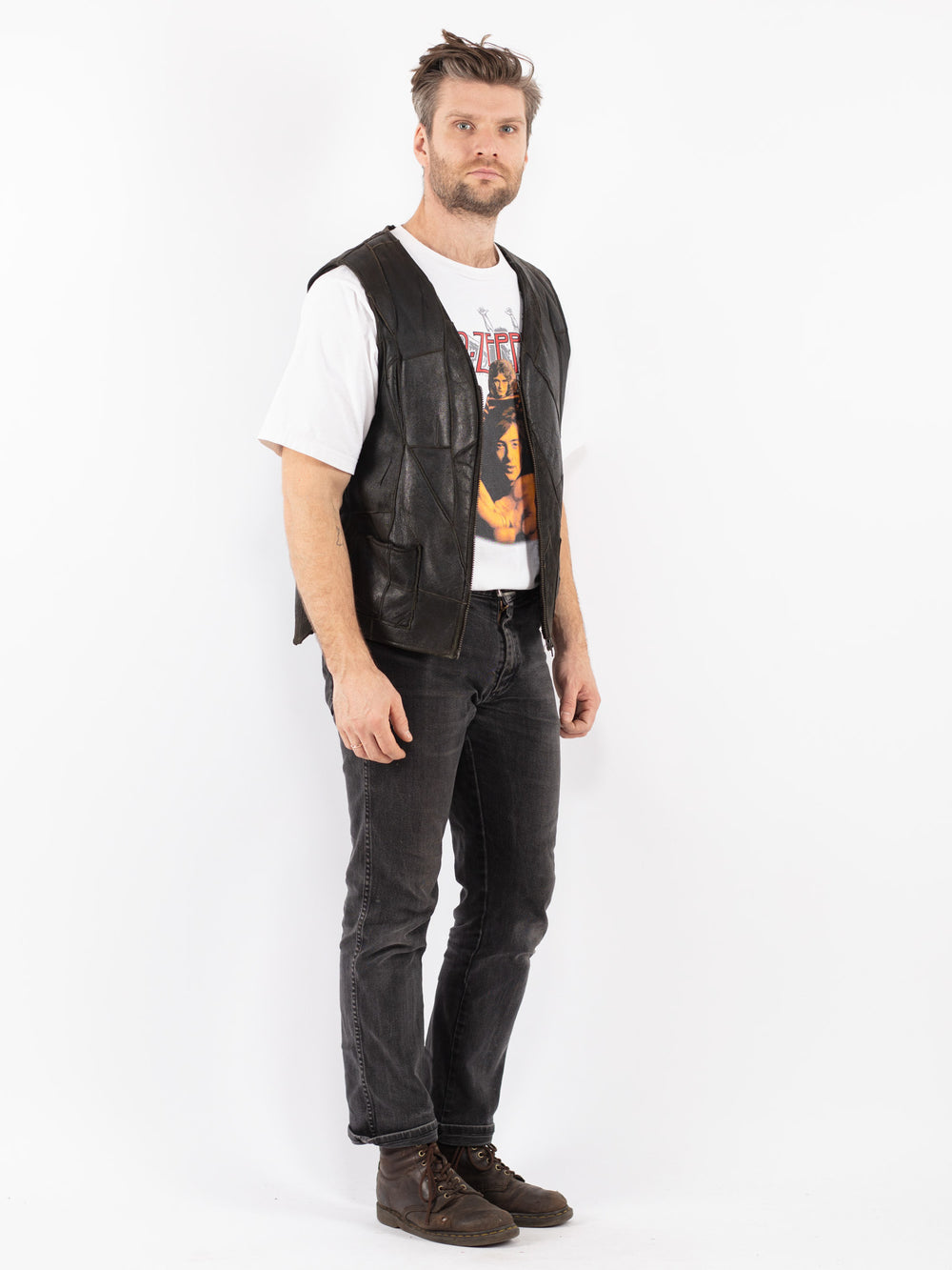Vintage 70's Women Sheepskin Vest in Black