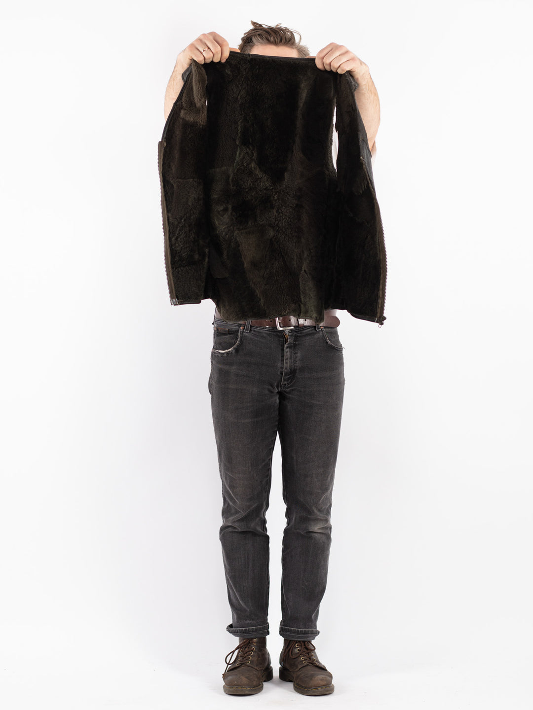 Vintage 70's Women Sheepskin Vest in Black