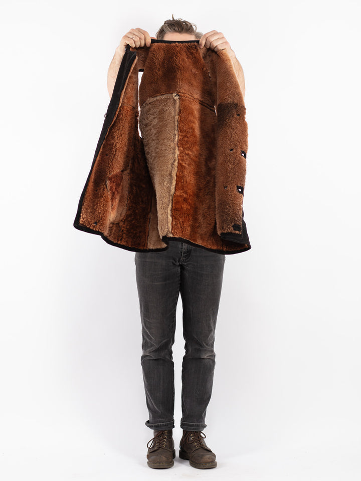 Vintage 70's Men Sheepskin Vest in Black - NorthernGrip