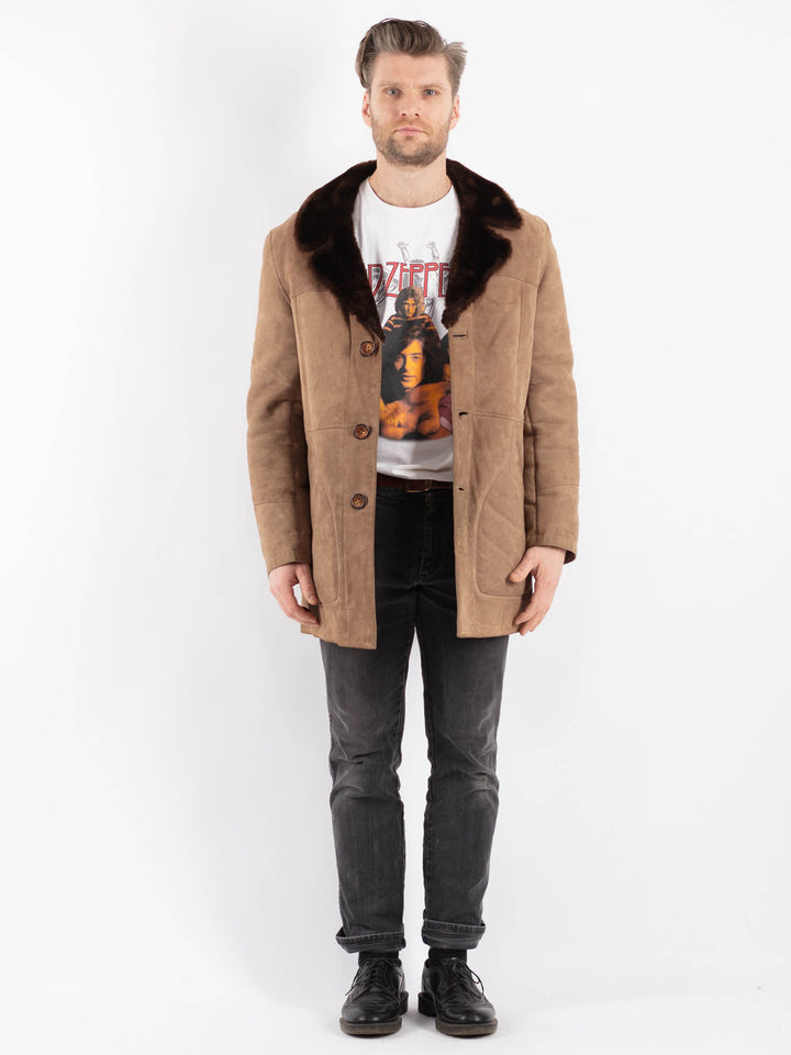 Vintage 70's Men Sheepskin Coat in BeigeZ480