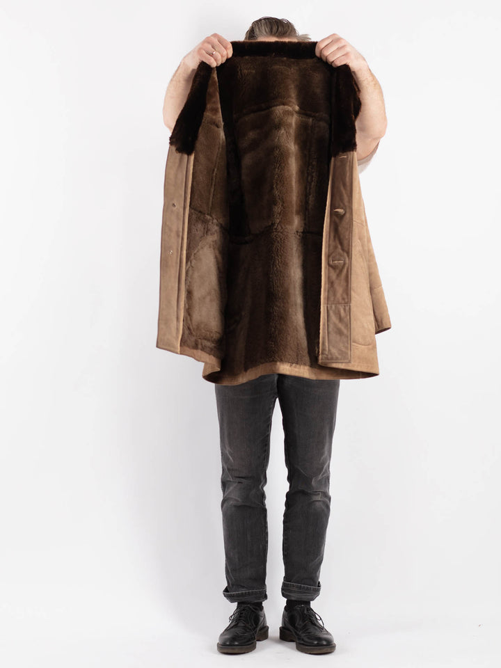 Vintage 70's Men Sheepskin Coat in BeigeZ480