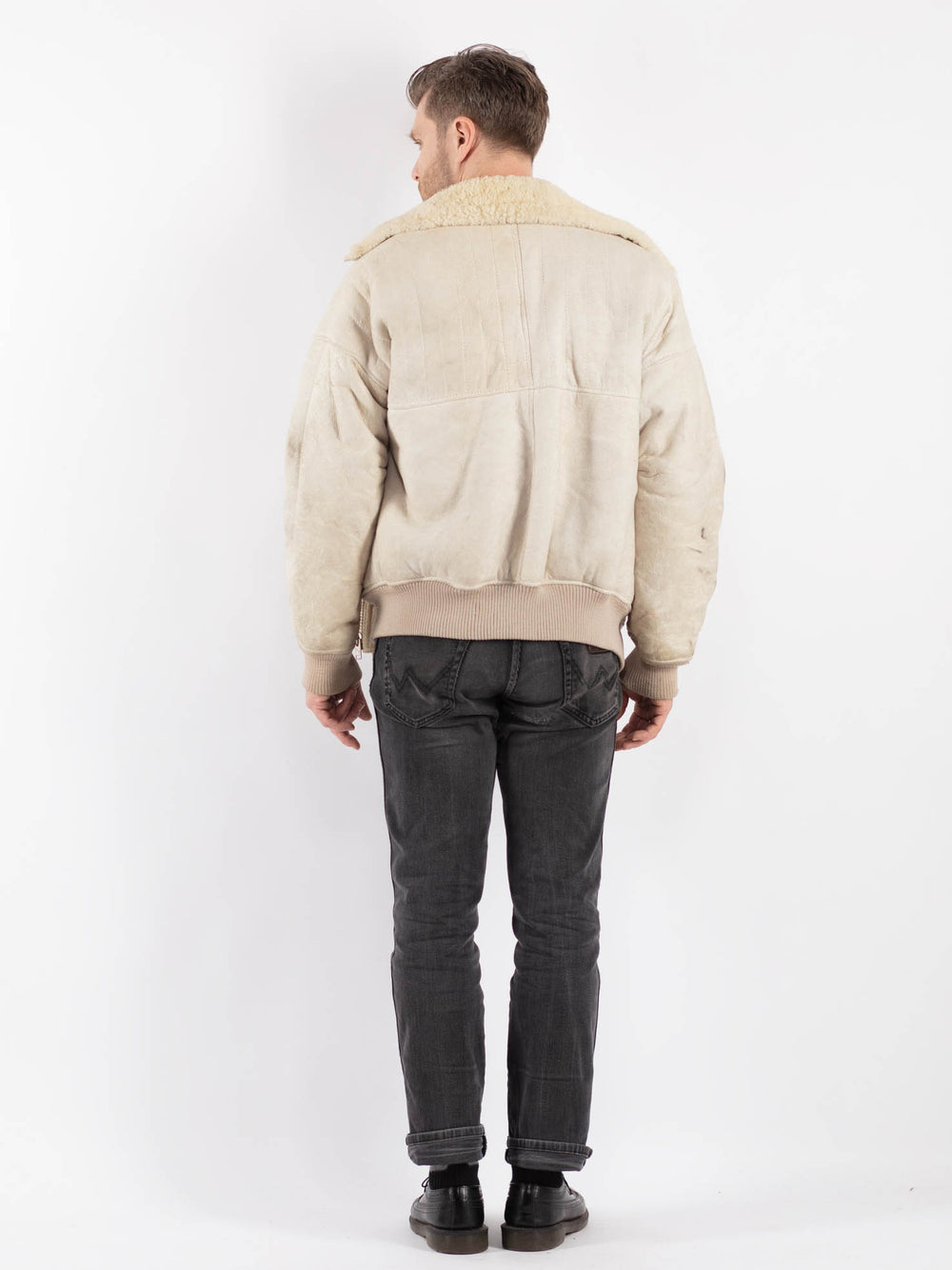 Vintage 70's Men Sheepskin Jacket in BeigeZ482