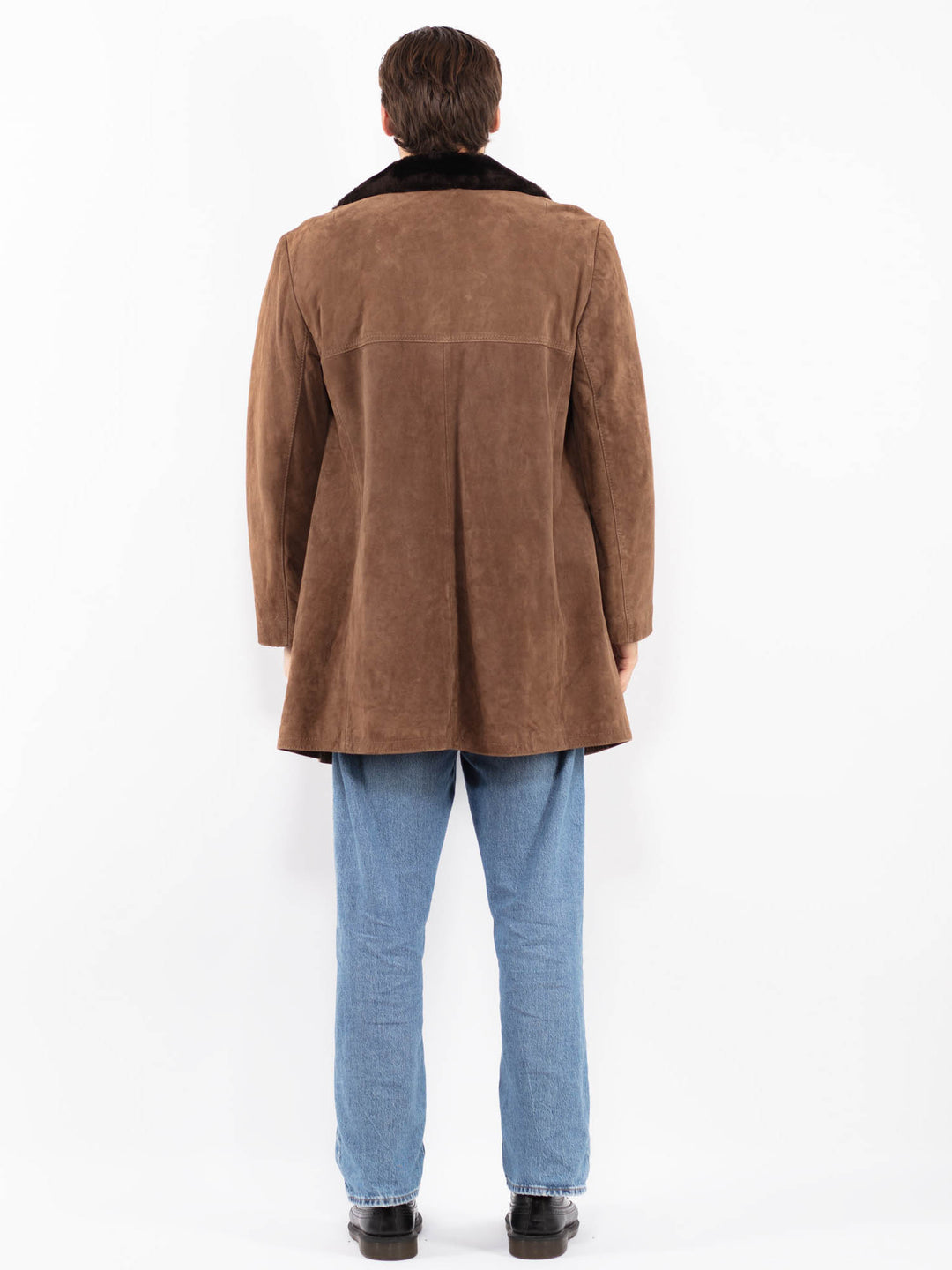 Vintage 70's Men Suede Sherpa Coat in Brown