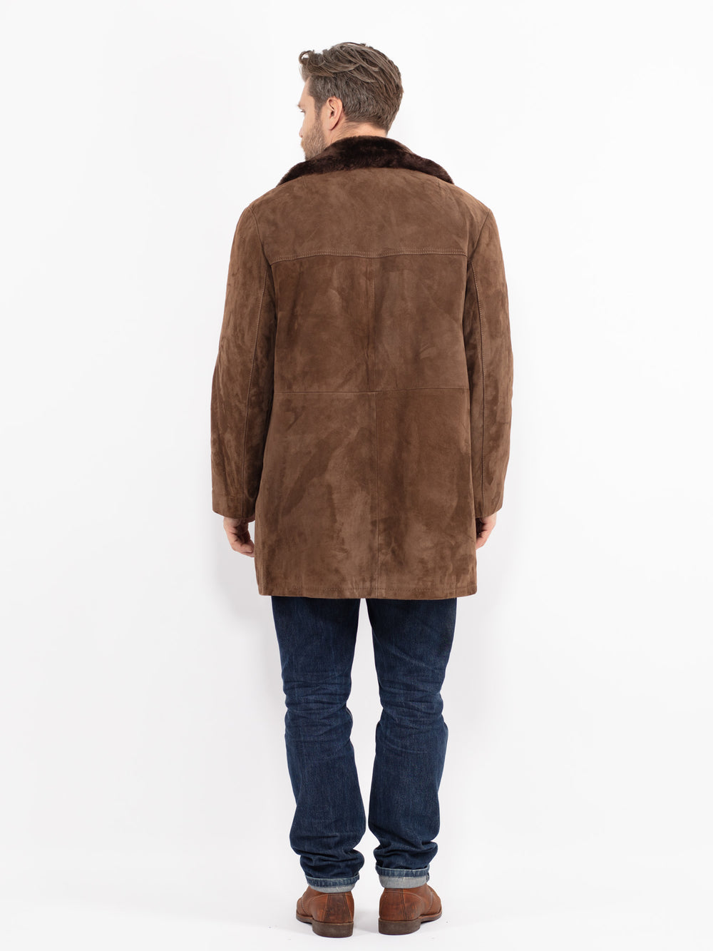 Vintage 70's Men Suede Sherpa Coat in BrownZ2642
