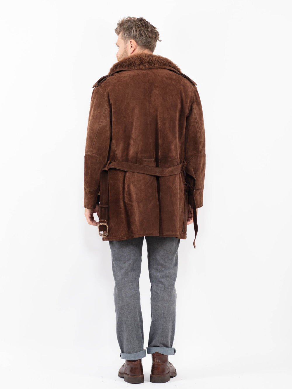 Vintage 70's Men Suede Sherpa Coat in BrownZ2267