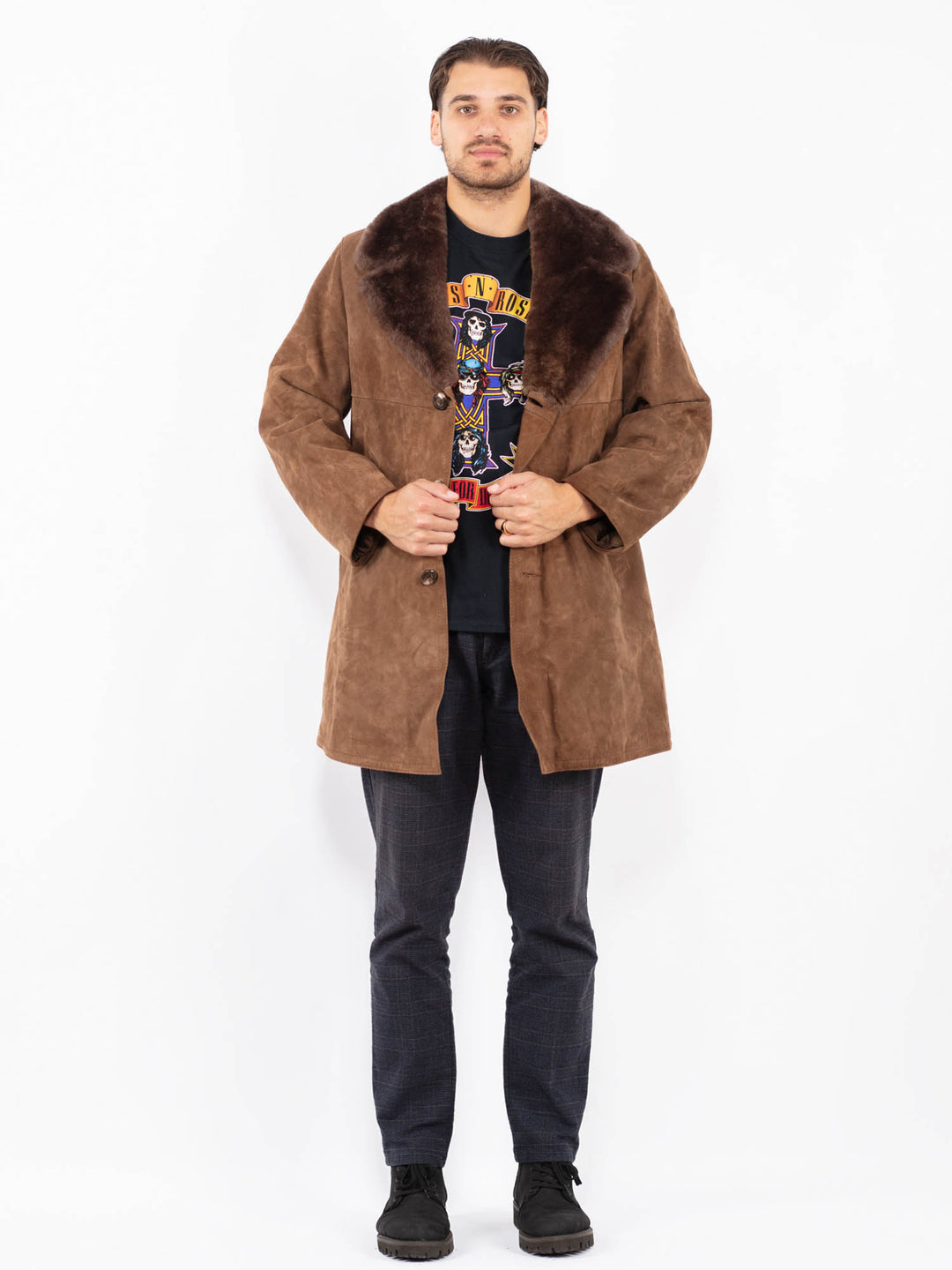 Vintage 70's Men Suede Sherpa Coat in BrownZ2361