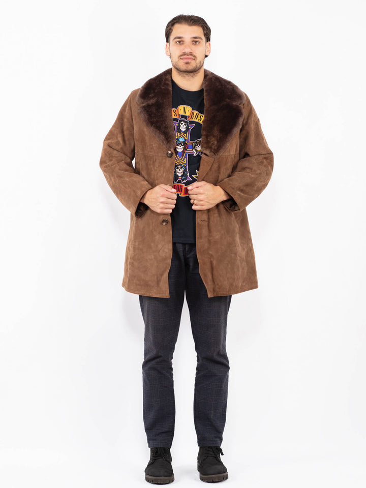 Vintage 70's Men Suede Sherpa Coat in BrownZ2361