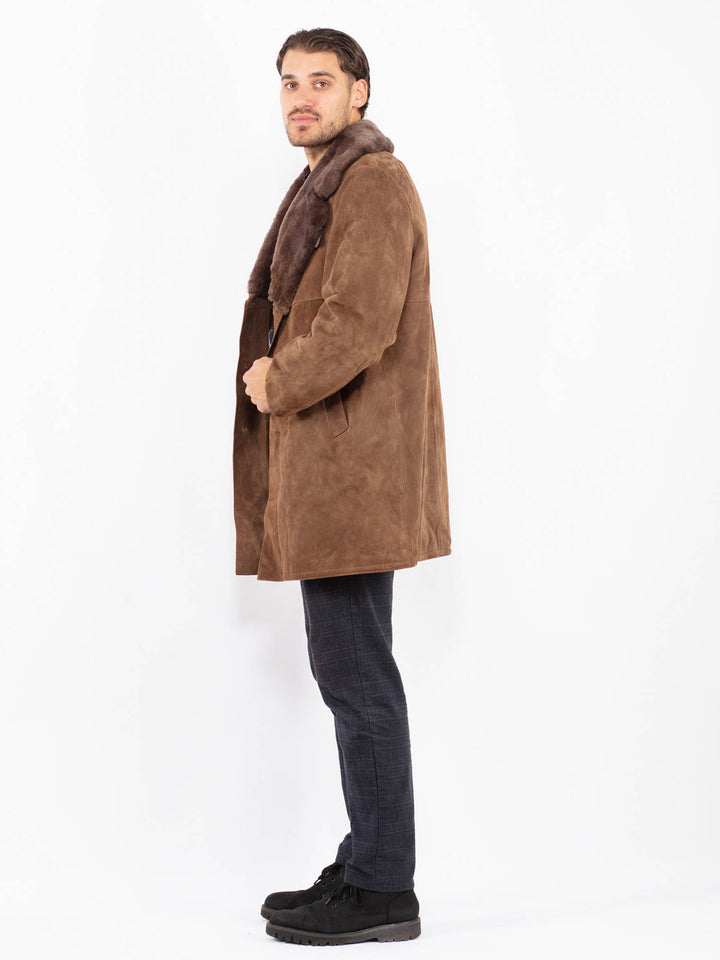 Vintage 70's Men Suede Sherpa Coat in BrownZ2361