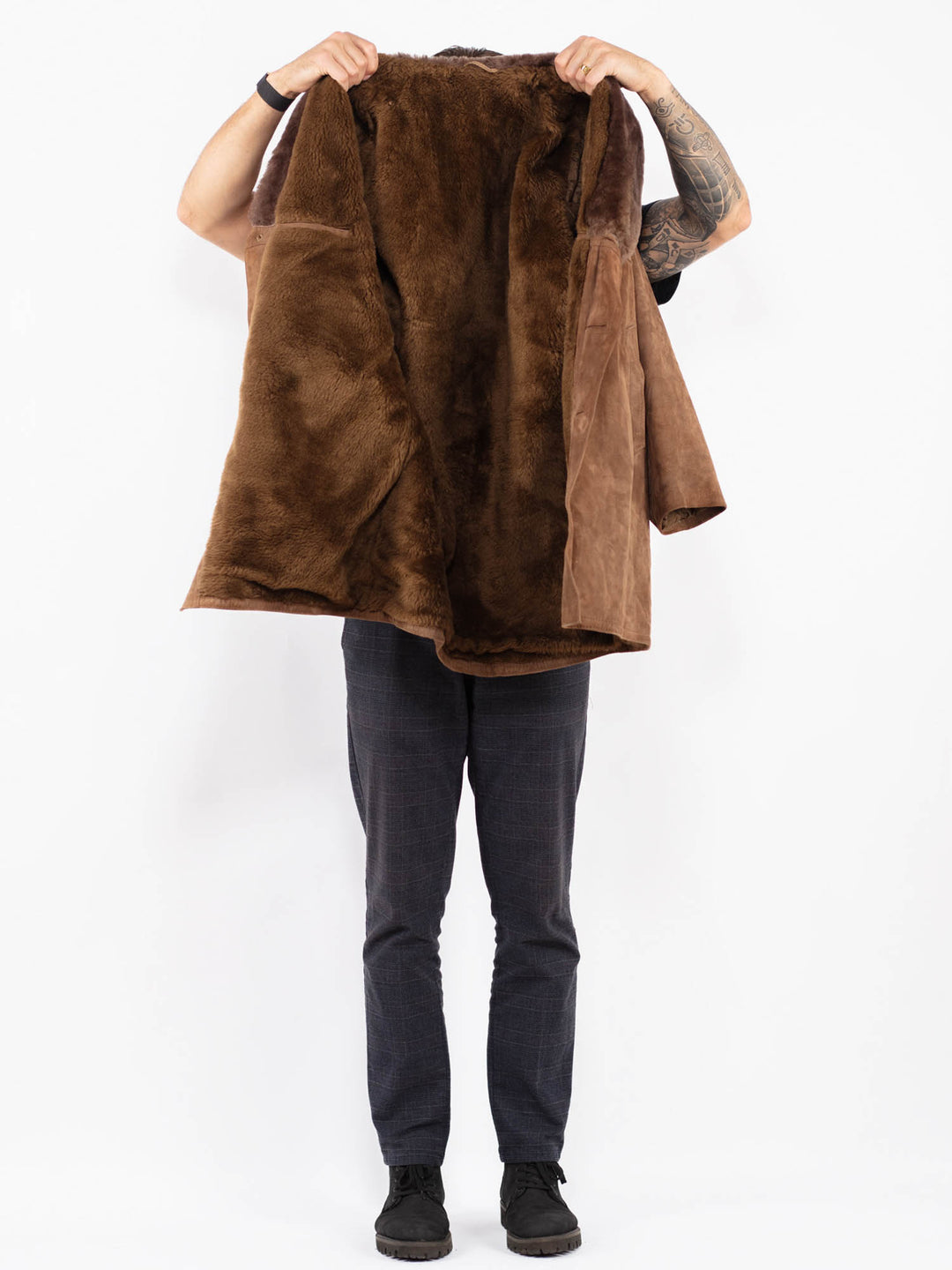 Vintage 70's Men Suede Sherpa Coat in BrownZ2361