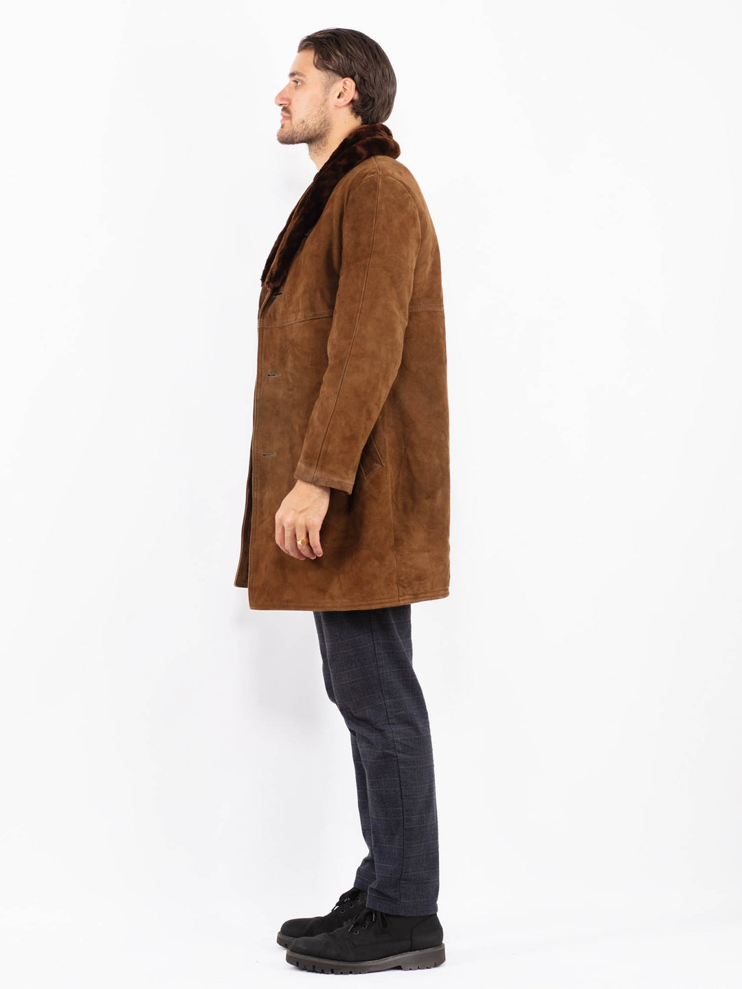 Vintage 70's Men Suede Sherpa Coat in BrownZ2363