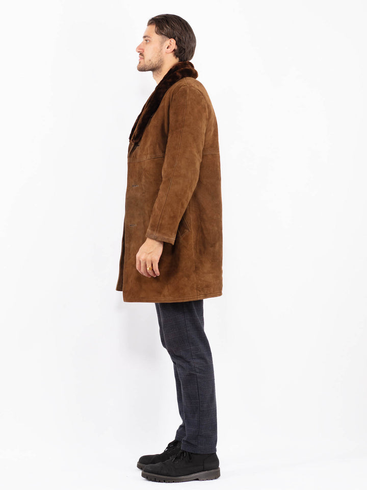 Vintage 70's Men Suede Sherpa Coat in BrownZ2363