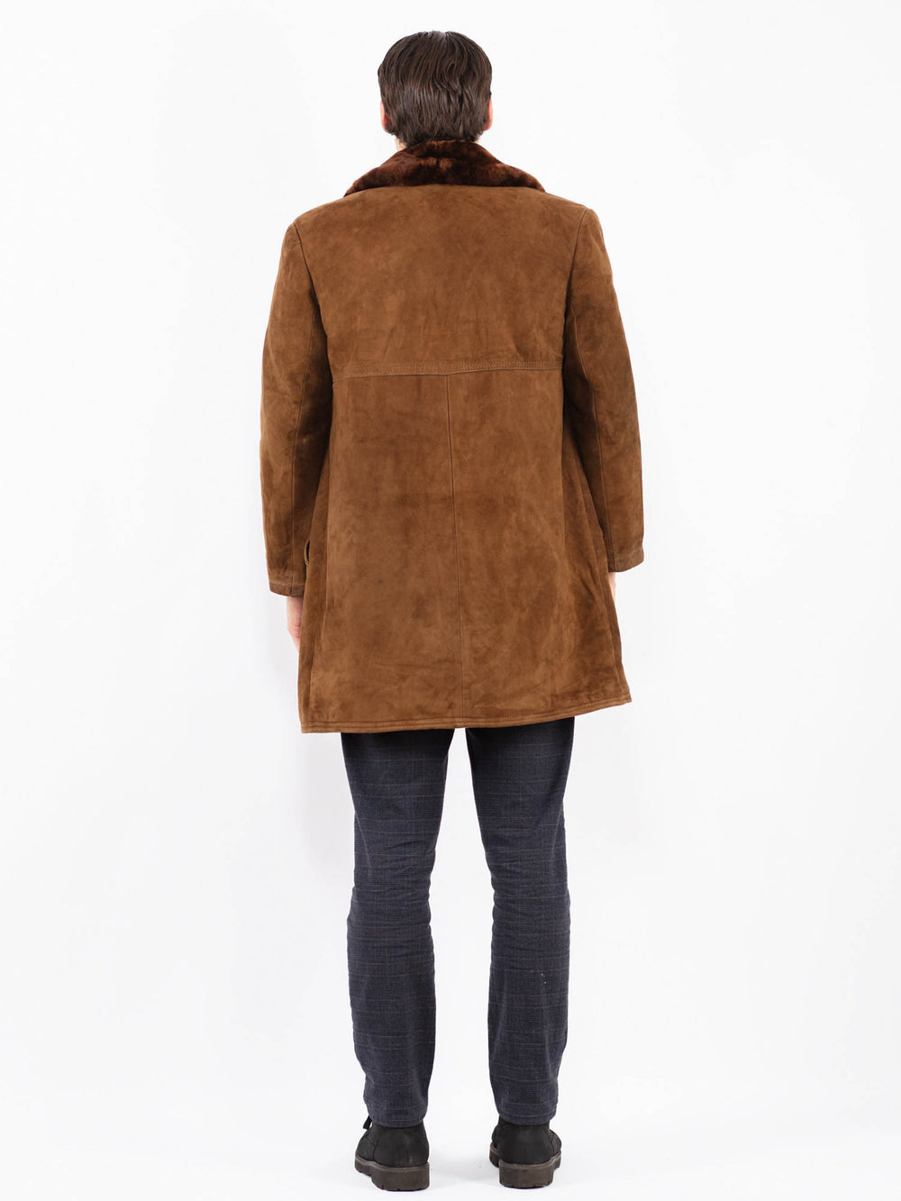 Vintage 70's Men Suede Sherpa Coat in BrownZ2363