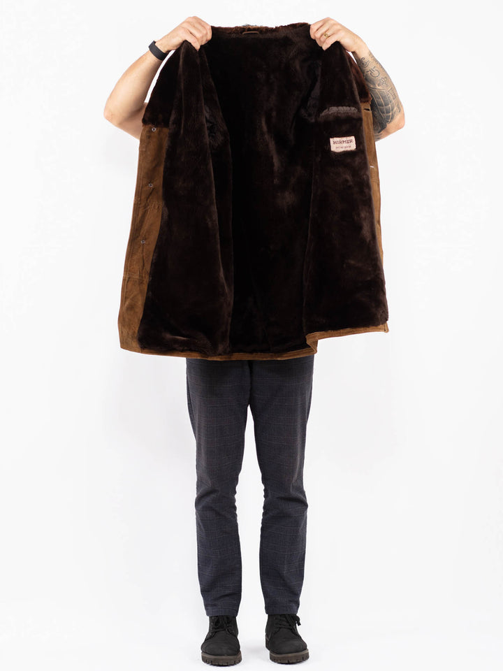 Vintage 70's Men Suede Sherpa Coat in BrownZ2363