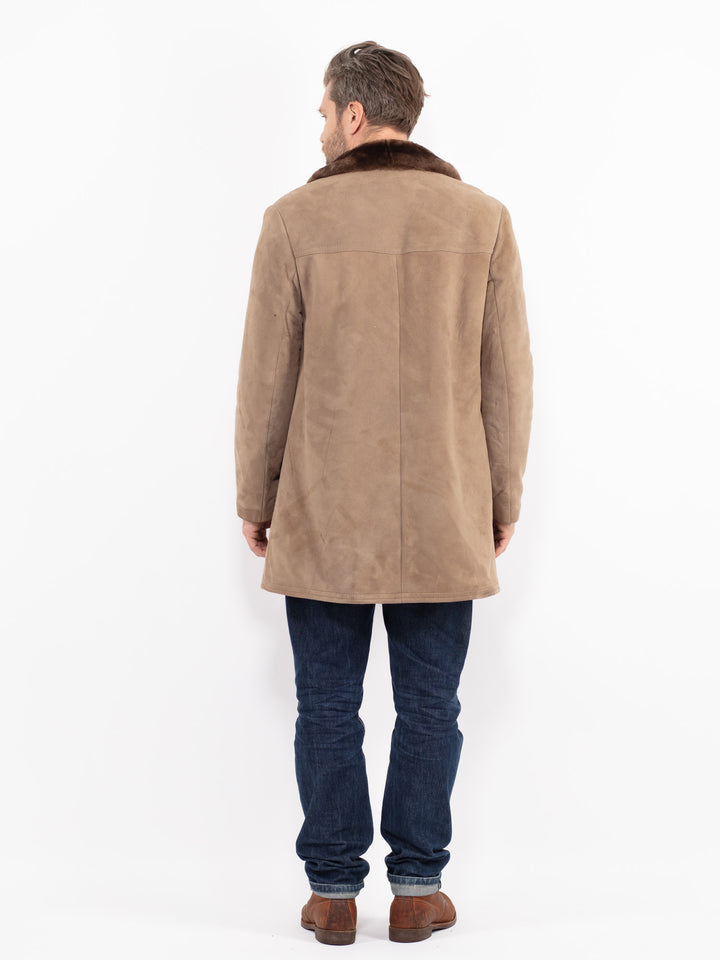 Vintage 70's Men Suede Sherpa Coat in BeigeZ2658