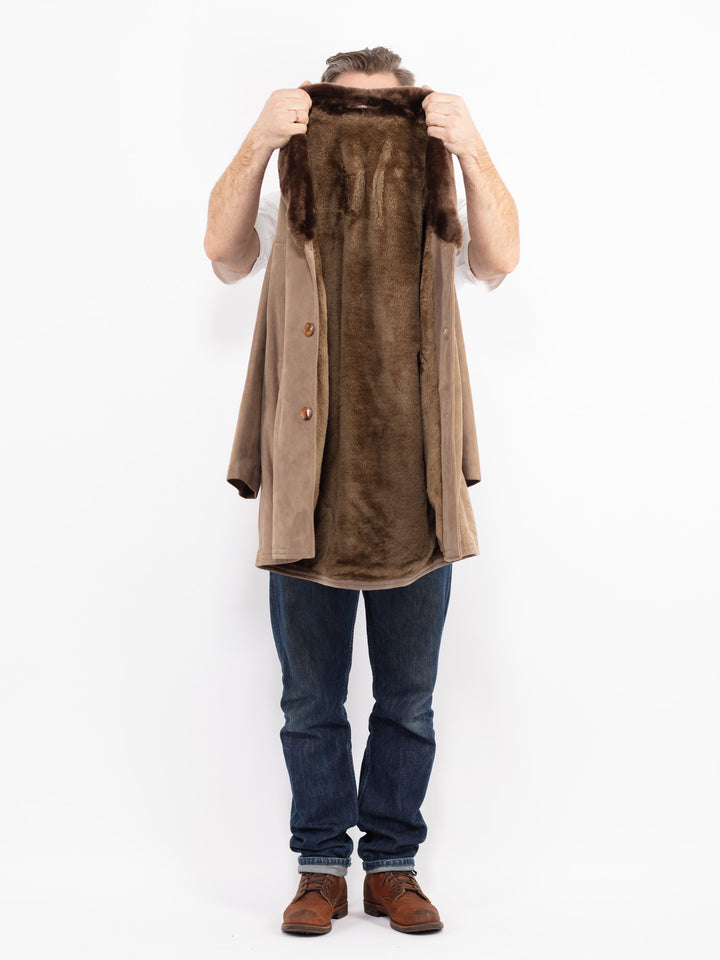Vintage 70's Men Suede Sherpa Coat in BeigeZ2658