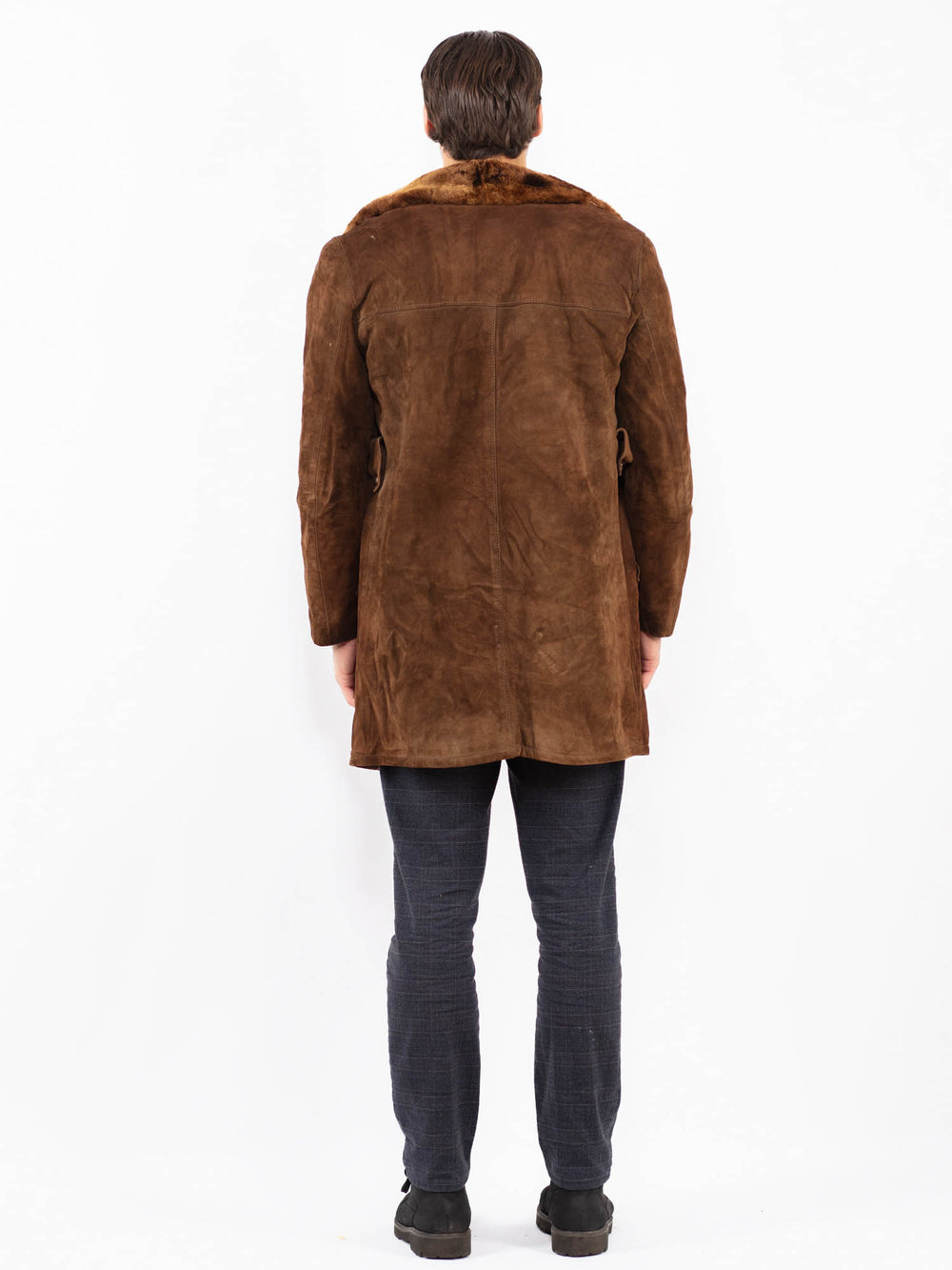 Vintage 70's Men Suede Sherpa Coat in BrownZ2368