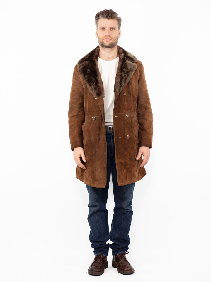 Vintage 70's Men Suede Sherpa Coat in BrownZ2555