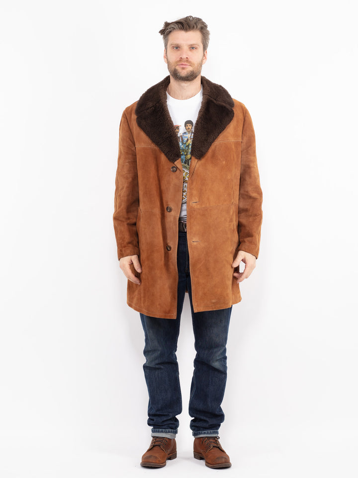 Vintage 70's Men Suede Sherpa Coat in BrownZ2669