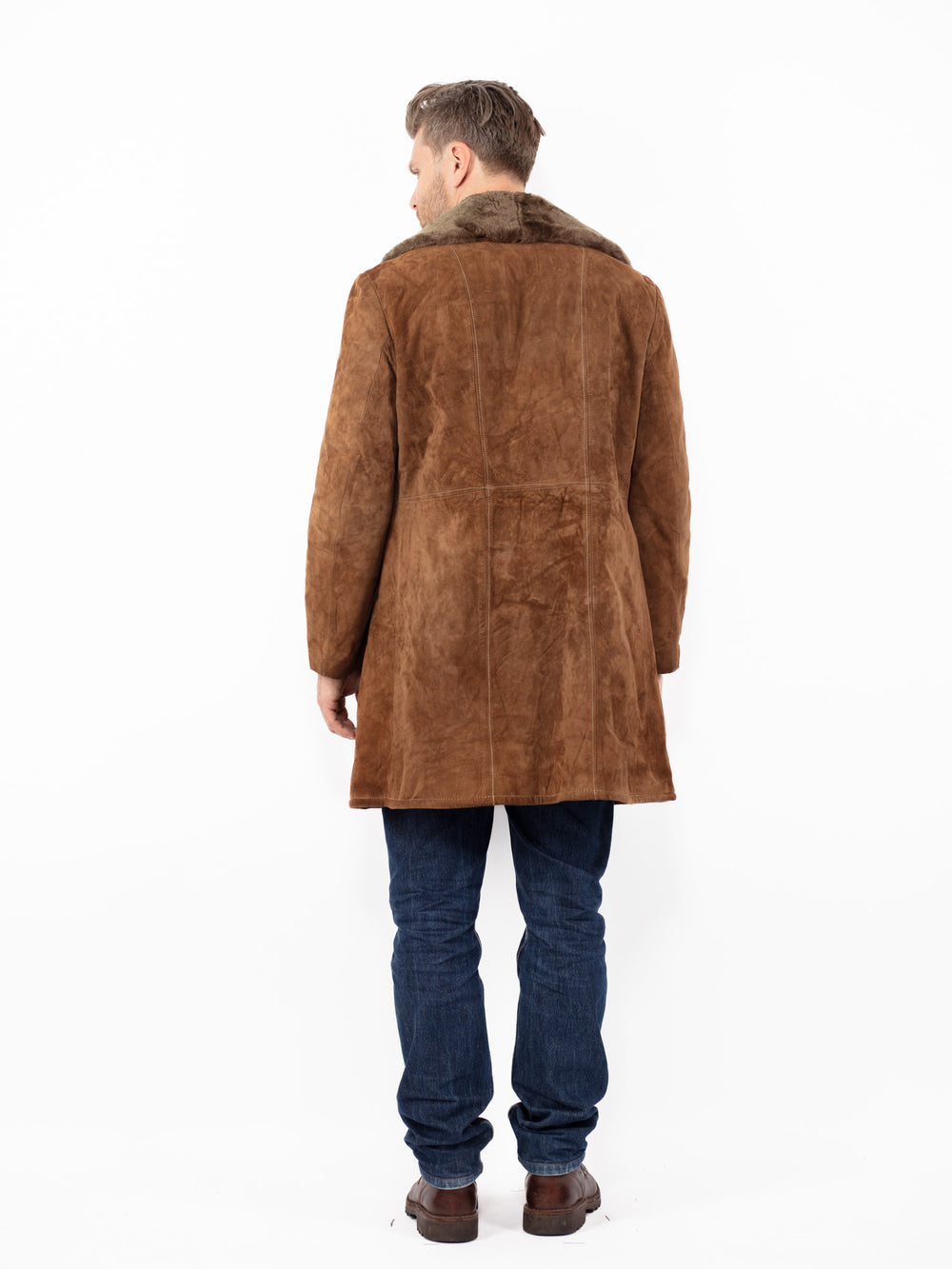 Vintage 70's Men Suede Sherpa Coat in BrownZ2555