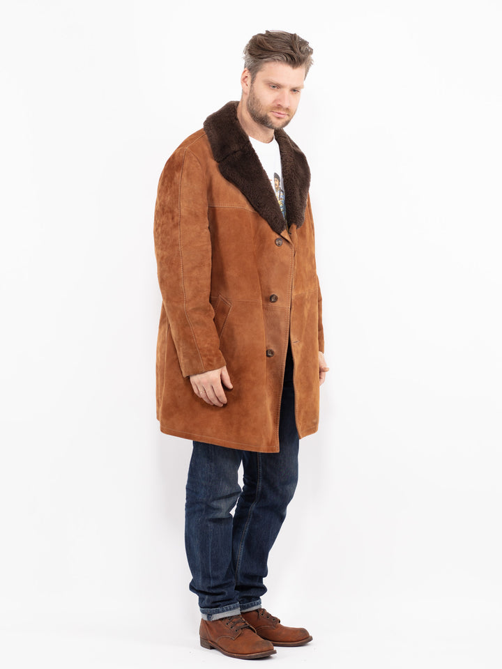 Vintage 70's Men Suede Sherpa Coat in BrownZ2669
