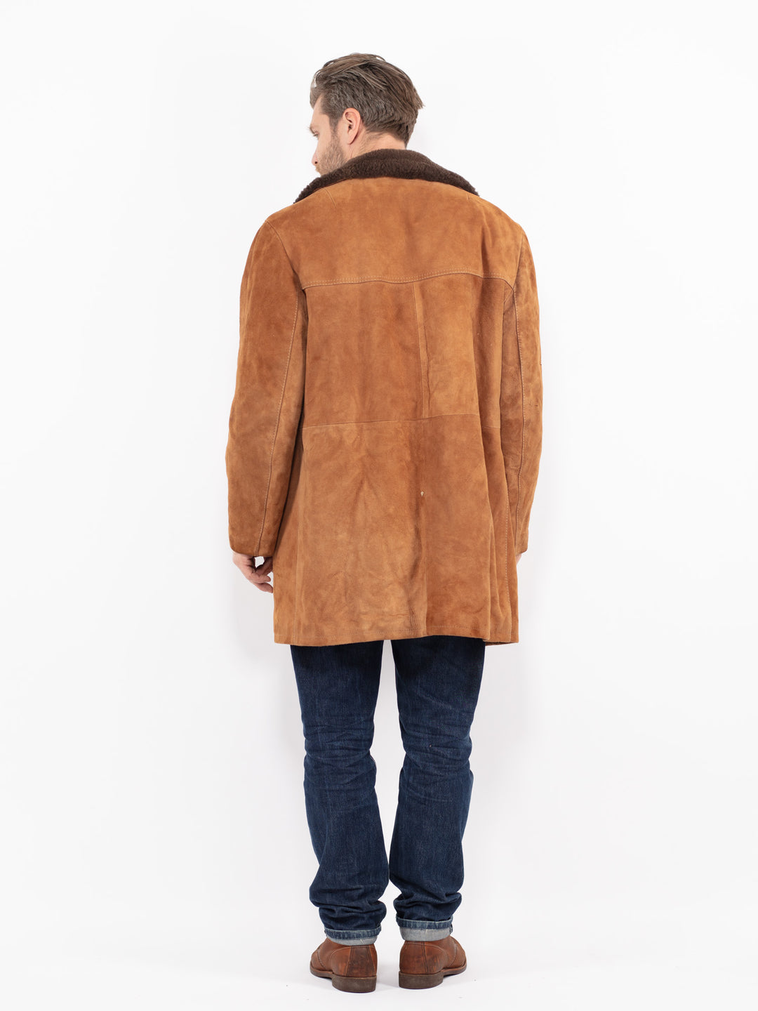 Vintage 70's Men Suede Sherpa Coat in BrownZ2669